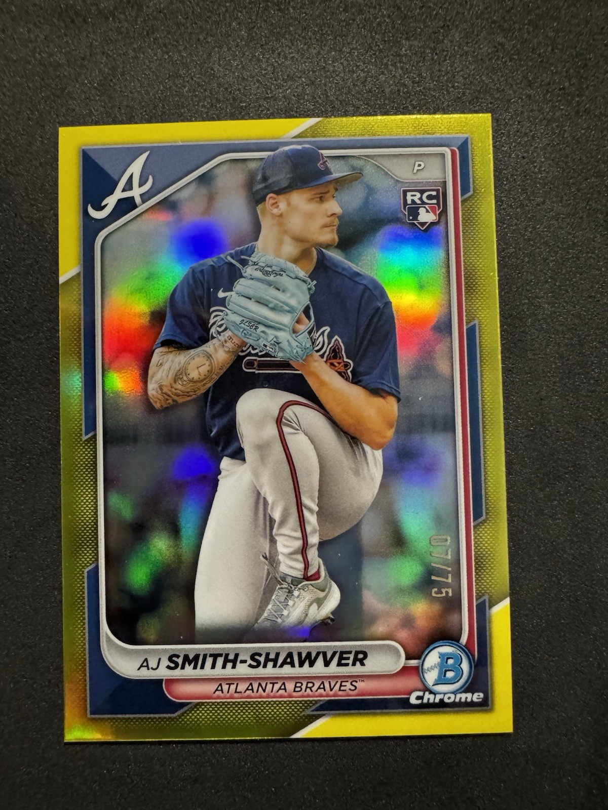 2024 Bowman Chrome - AJ Smith-Shawver #22 Yellow Refractor /75 (RC)