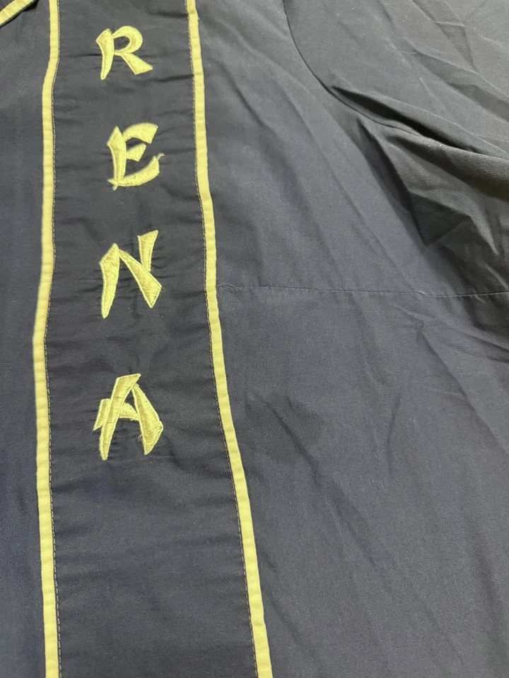 Camisa de Bowling Años 70 Azul Marino/Blanco Bordada Talla XL/XXL Foto 4 de 4