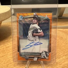 2025 Bowman Chrome 1st STEVEN ECHAVARRIA Orange Auto /25 ATHLETICS Card #CPA-SE