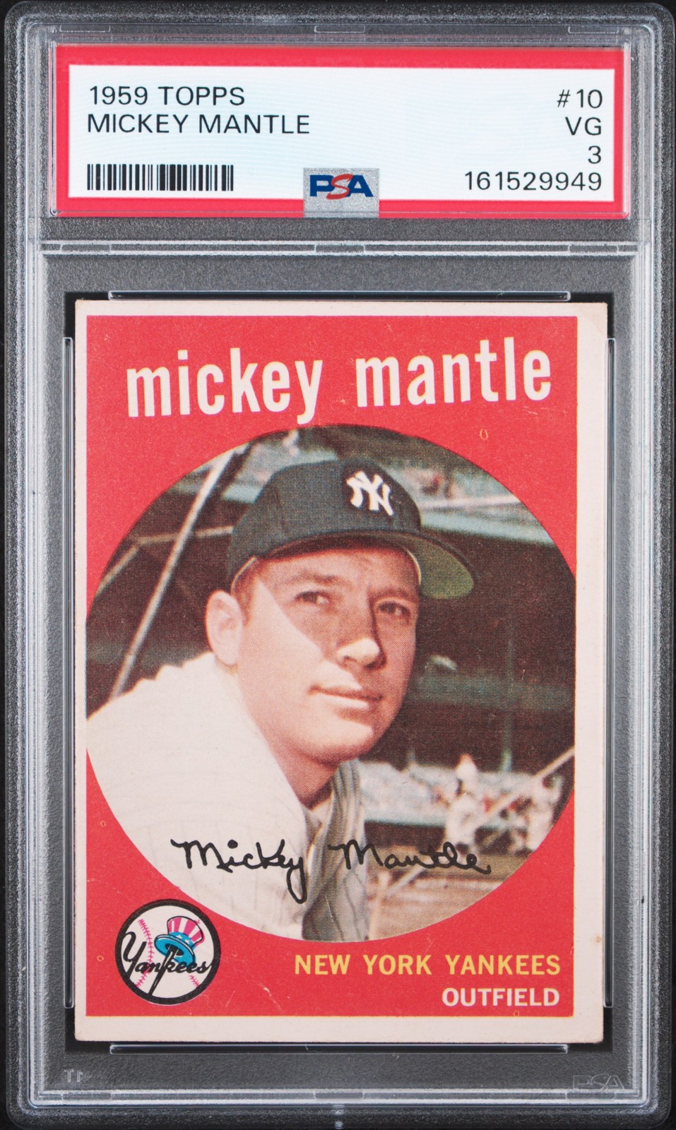 1959 TOPPS #10 MICKEY MANTLE PSA 3