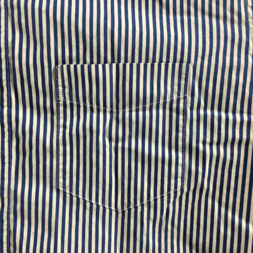 American Eagle Classic Fit Button Down Shirt Mens M Blue Striped Long Sleeve - Image 4 of 4