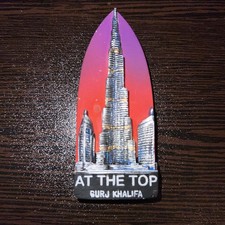 At The Top Burj Khalifa Dubai Souvenir Refrigerator Magnet – Preowned