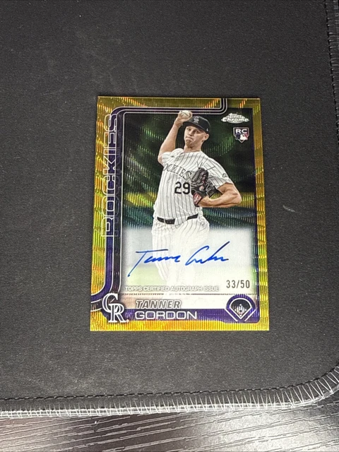 Tanner Gordon 2025 Topps Chrome Gold Wave Rookie Auto /50 #RA-TG Rockies