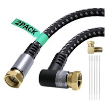 Adoreen Coaxial Cable 20 ft-2 Pack-Right Angle Quad Shielded 90 Degree RG6 Co