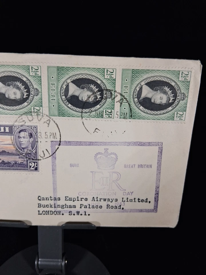 1953 CORONATION OF QUEEN ELIZABETH 2ND FDC FIJI QUANTAS - Image 4 of 4