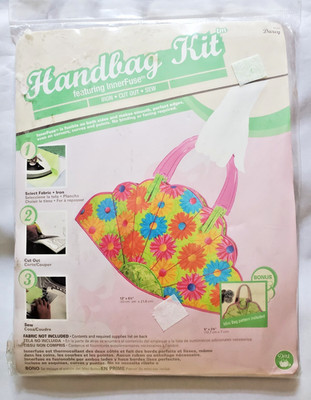 Prym-Dritz Handbag Kit Clear Handles Pattern and Innerfuse Iron-Cut Out-Sew