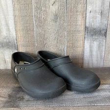 Womens Crocs Neria Black Professional Comfort Slip On Clogs Shoes Size 7 M GUC