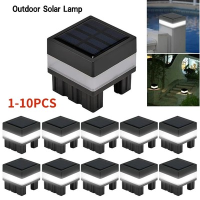 Solar LED Zaunlampe Säule Licht IP44 Wasserdicht Warmweiß Hofbeleuchtung