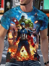Mens Boys t shirt top superhero Avengers movie Captain America Incredible Hulk