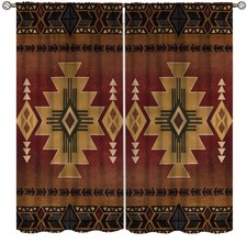 Yoakiet Vintage Aztec Curtains for 21"W x 45"L Pack of 2 , Style-1-2