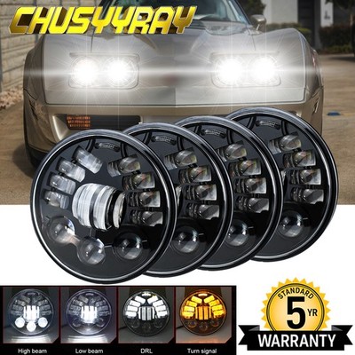 x4 5 3/4'' 5.75'' LED Headlights Hi/Lo Beam DRL Lamp For Chevy Corvette C3 68-82