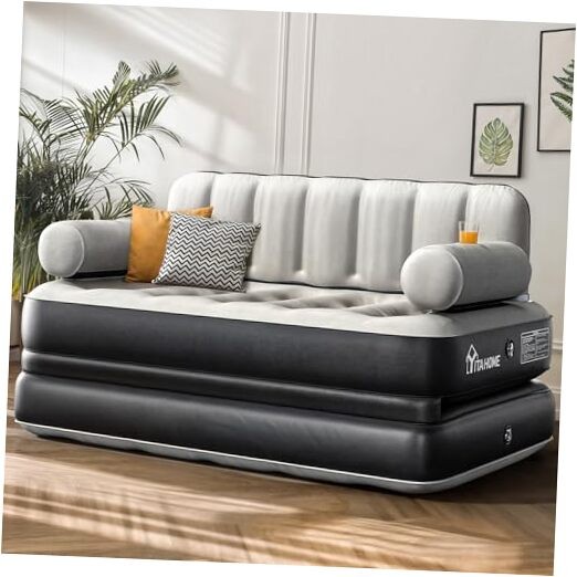 Size Air Sofa Bed Mattress with Headboard and Pump, Blow Up Couch Queen Black