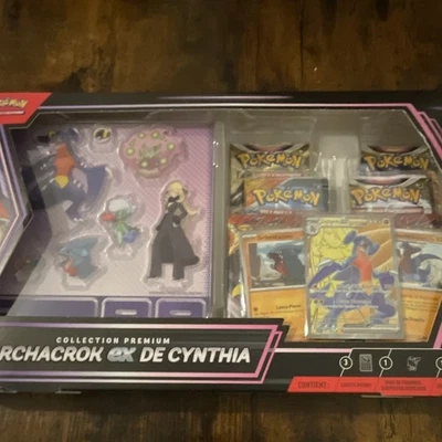 Pokémon JCC Collection Premium Carchacrok-ex de Cynthia FR Kit 6 boosters - Photo 1/4