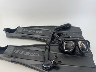 Cressi Pro Star Black Open Heel (41/42) Scuba/Snorkel Fins w/ Mask & Snorkel Set