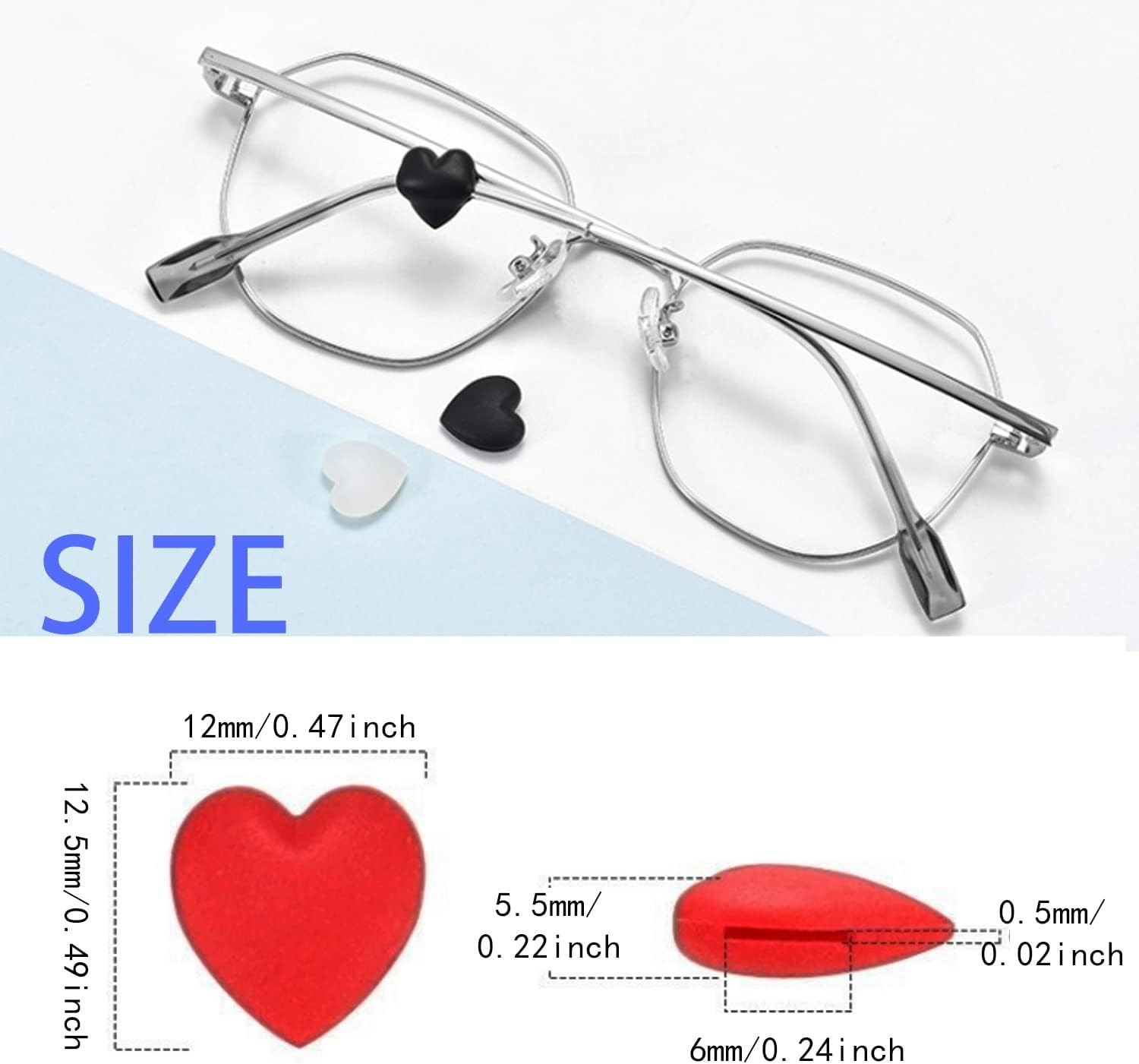 KECHIO Heart Shaped Silicone Eyeglasses Ear Grip Retainers Soft Anti ...