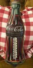 1931 Vintage Coke Coca Cola Tin Litho Die Cut Christmas Bottle Thermometer Sign 