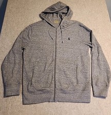 Polo Ralph Lauren Hoodie Mens L Gray Performance Full Zip Embroidered Pony