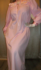 Vtg Pink Satin Nylon Blend Long Nightgown M USA New