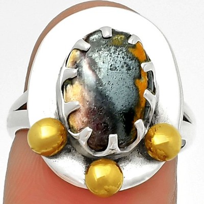 Bicolor - Indianer Decke Jaspis 925 Sterling Silber Ring Gr.6 Schmuck R-1503
