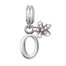LETTER O NAME INITIAL PINK DAISY FLOWER CHARM 💜 GENUINE 925 STERLING SILVER