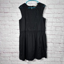 LOFT Black Sleeveless Eyelet Dress Size L NWOT