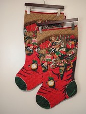 Lot Of 2 Vintage Super Size Quilted 30" Christmas Stockings