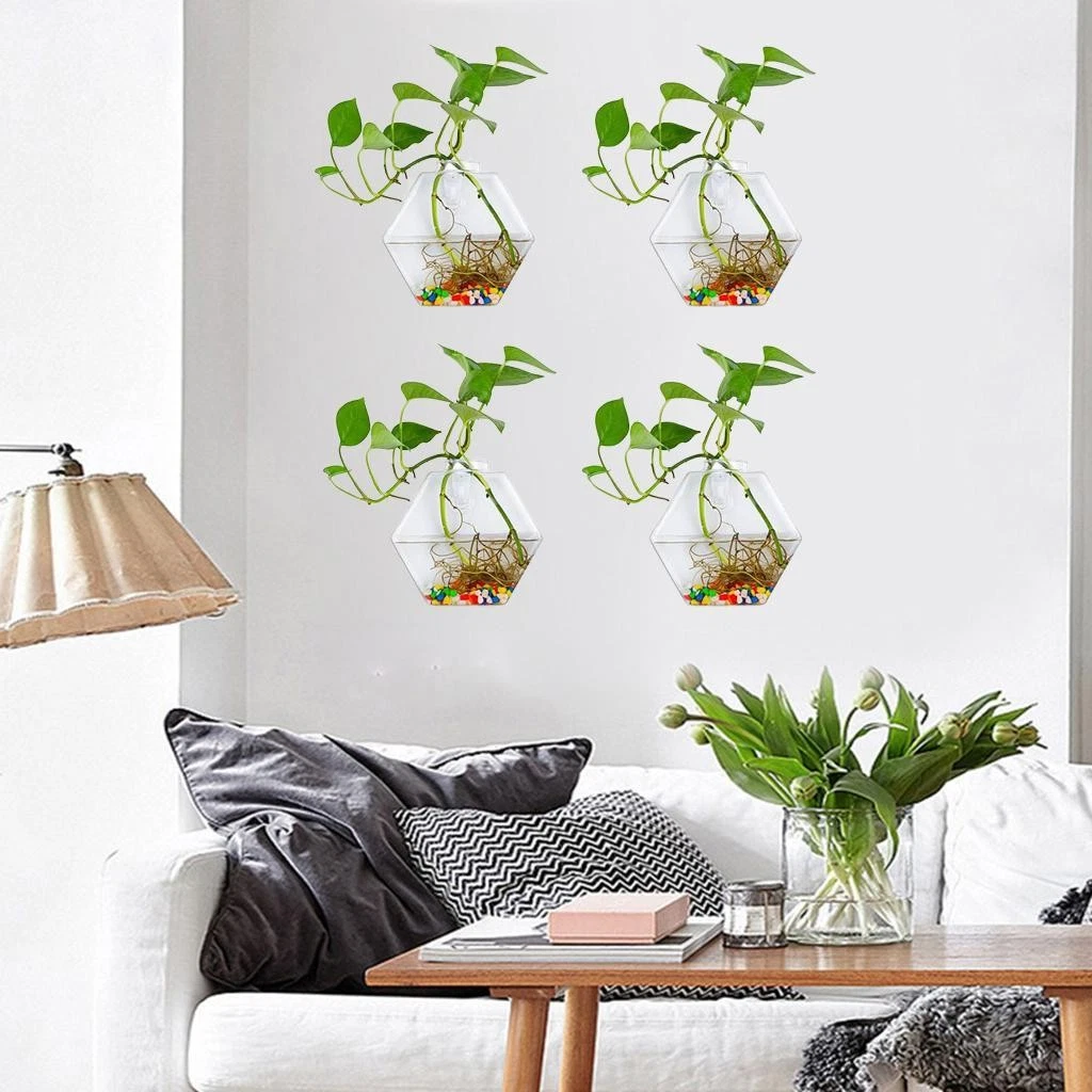 Decor Hexagonal Flower Geometric Accessories Wall Vase for Home Pots