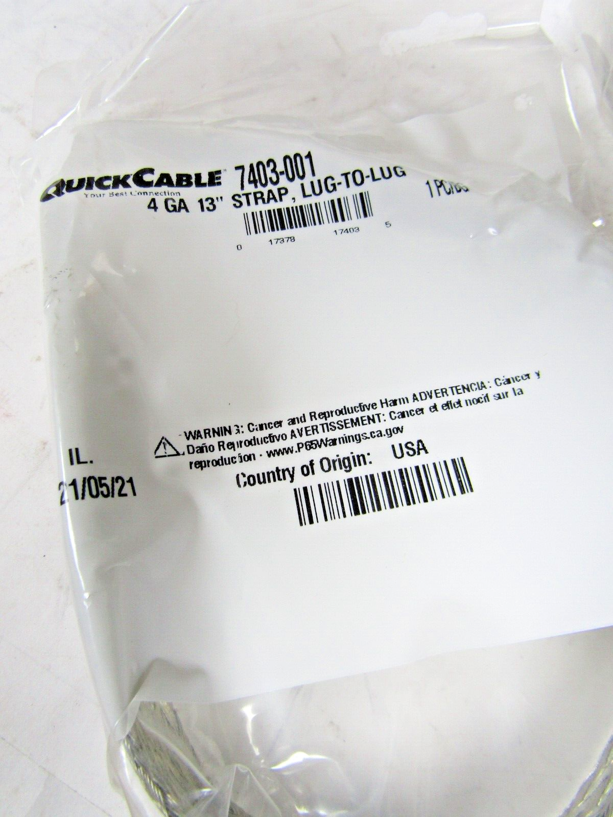 ️NEW QUICK CABLE 4 GAGE BRAIDED GROUND STRAP 7403-001 LUG-TO -LUG 13 ...
