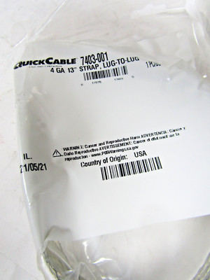  NEW QUICK CABLE 4 GAGE BRAIDED GROUND STRAP 7403-001 LUG-TO -LUG 13  LONG