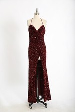 NWT Maroon wine Sequin maxi dress gown Sz. M 198
