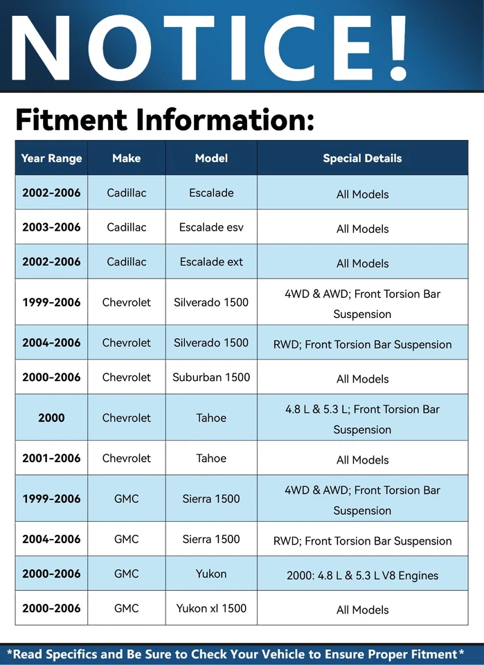 Kit de brazo de control inferior superior delantero 4x4 de 10 piezas para Chevy Silverado 1500 1999-2006 Foto 2 de 4