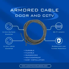 Flexible Steel Armored Cable Conduit, 50', CCTV, Door Contacts, Security