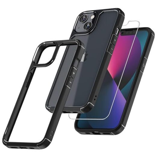 5 in 1 for iPhone 13 Case Black, [Military-Grade for iPhone 13 6.1