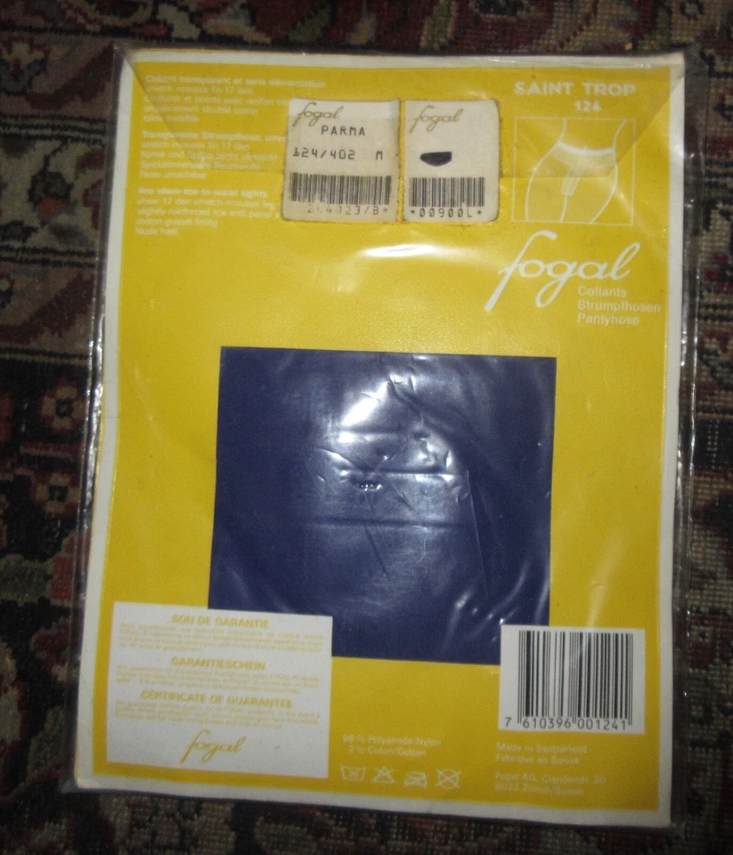 Nuevas Pantimedias Fogal Saint Trop 124 Parma M Azul Gris Transparente a la Cintura Suiza  Foto 2 de 3