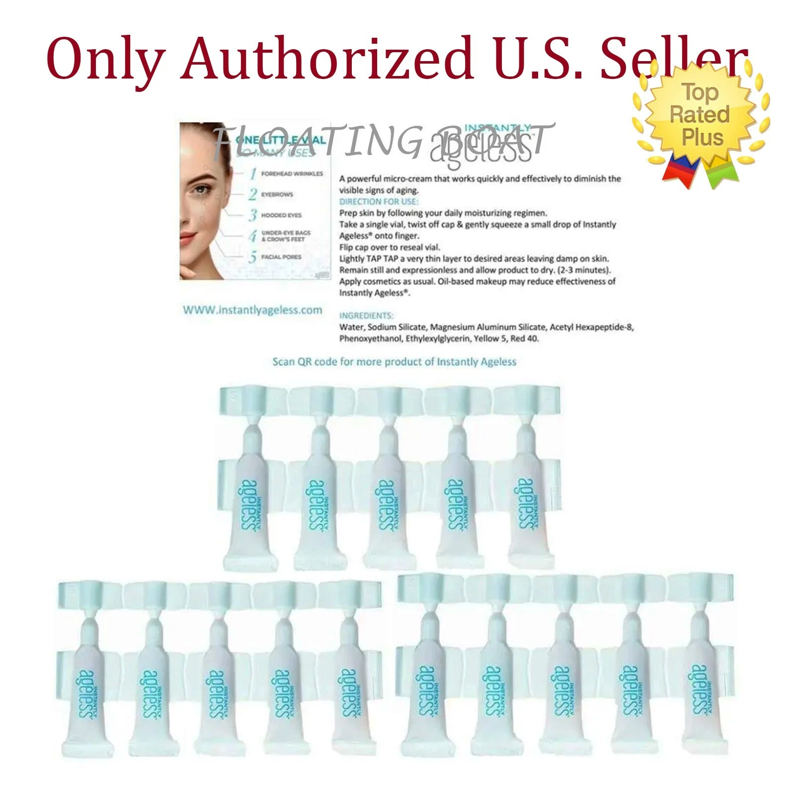 Instantly Ageless 15 Vials Facelift, temporarily wrinkle remover in seconds