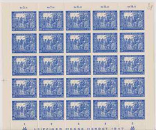 All. Bes. 966 " Leipziger Messe " Bogen mit Plattenfehler IX und weiteren