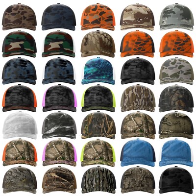 Richardson NEW Five-Panel Printed Trucker Cap, Mesh Back Mid Pro Hat, Adjustable