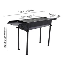 26.1*11.8in Portable Charcoal Grill Camping Picnics Collapsible Barbecue Grill