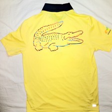 LACOSTE SPORT POLO Shirt MIAMI OPEN TENNIS Yellow,Blue Short Sleeve Kids SIZE XS