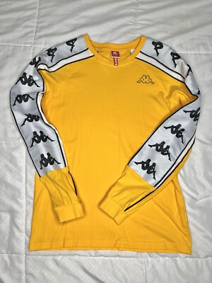 Vintage Kappa Long Sleeve Yellow T Shirt Size S