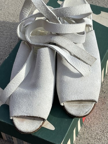 Vintage white suede slip on tie shoes-wedge-platform-heel-Vintage-Lace up-6.5 - Picture 18 of 20