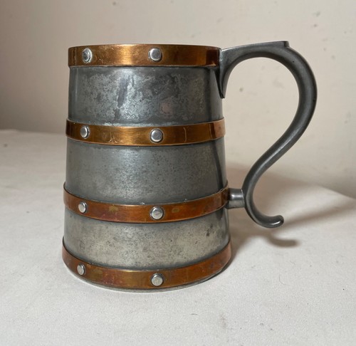 ANTIQUE 1800's ARTS & CRAFTS BEER STEIN PEWTER COPPER AWARD TROPHY REED & BARTON