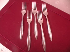 Set Of 5 Dinner Forks Zest Gorham Stegor Stainless Flatware 7 1/2"