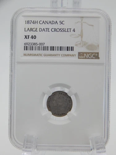 1874 H Canada 5 Cent Piece Coin  Nickel - NGC Graded XF 40 (BT717)