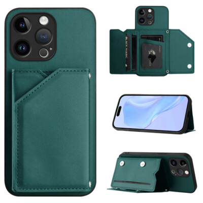 Für iPhone 16 15 14 13 12 11 Pro Max Hülle Leder Wallet Stoßfest Ständer Cover