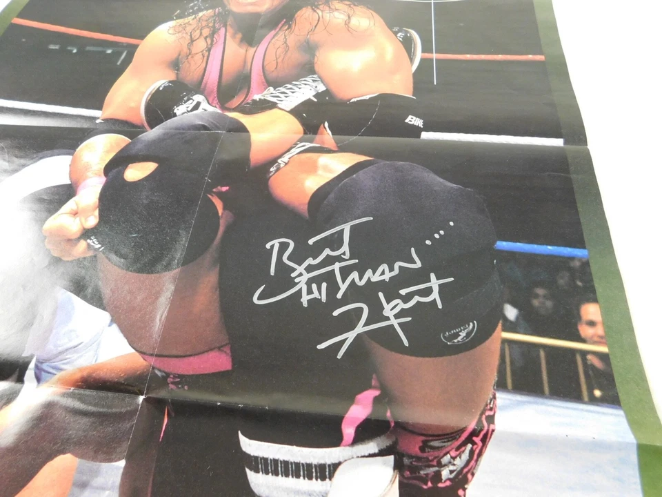 Póster de lucha libre profesional original firmado por Bret Hitman Hart WWF 21x32 luchador Vader Foto 2 de 4