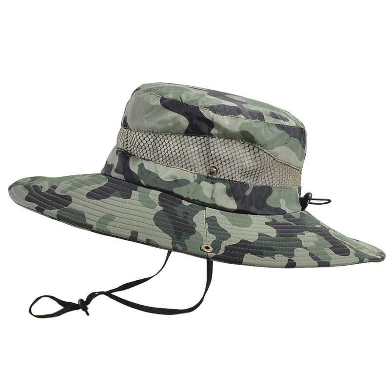 Camouflage Bucket Hat with Visor for Hunting Fishing Outdoor Summer Breathable Mesh-image