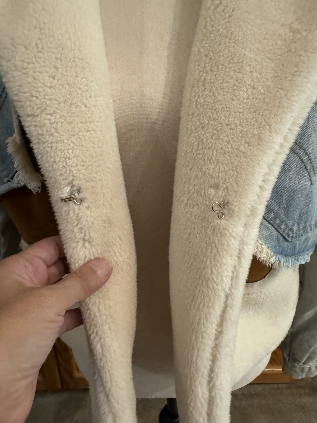 BIDA Denim Patchwork Jacket Large Vegan Sherpa Co… - image 8