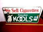 25x12in  VINTAGE KOOL CIGARETTES ADVERTISING SIGN EMBOSSED TIN METAL TACKER -C64