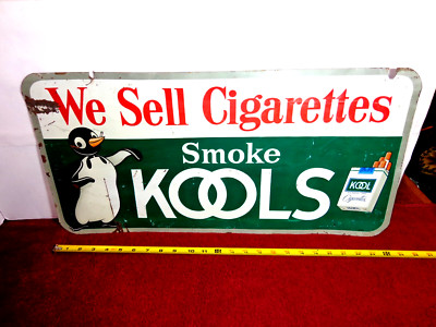 25x12in VINTAGE KOOL CIGARETTES ADVERTISING SIGN EMBOSSED TIN METAL ...